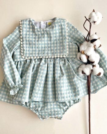 Ranita manga larga con babero vichy lago