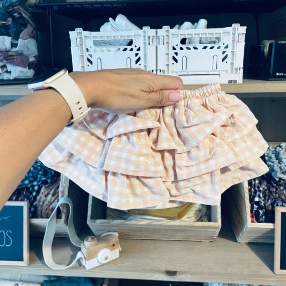 Culotte volantes vichy melocotón