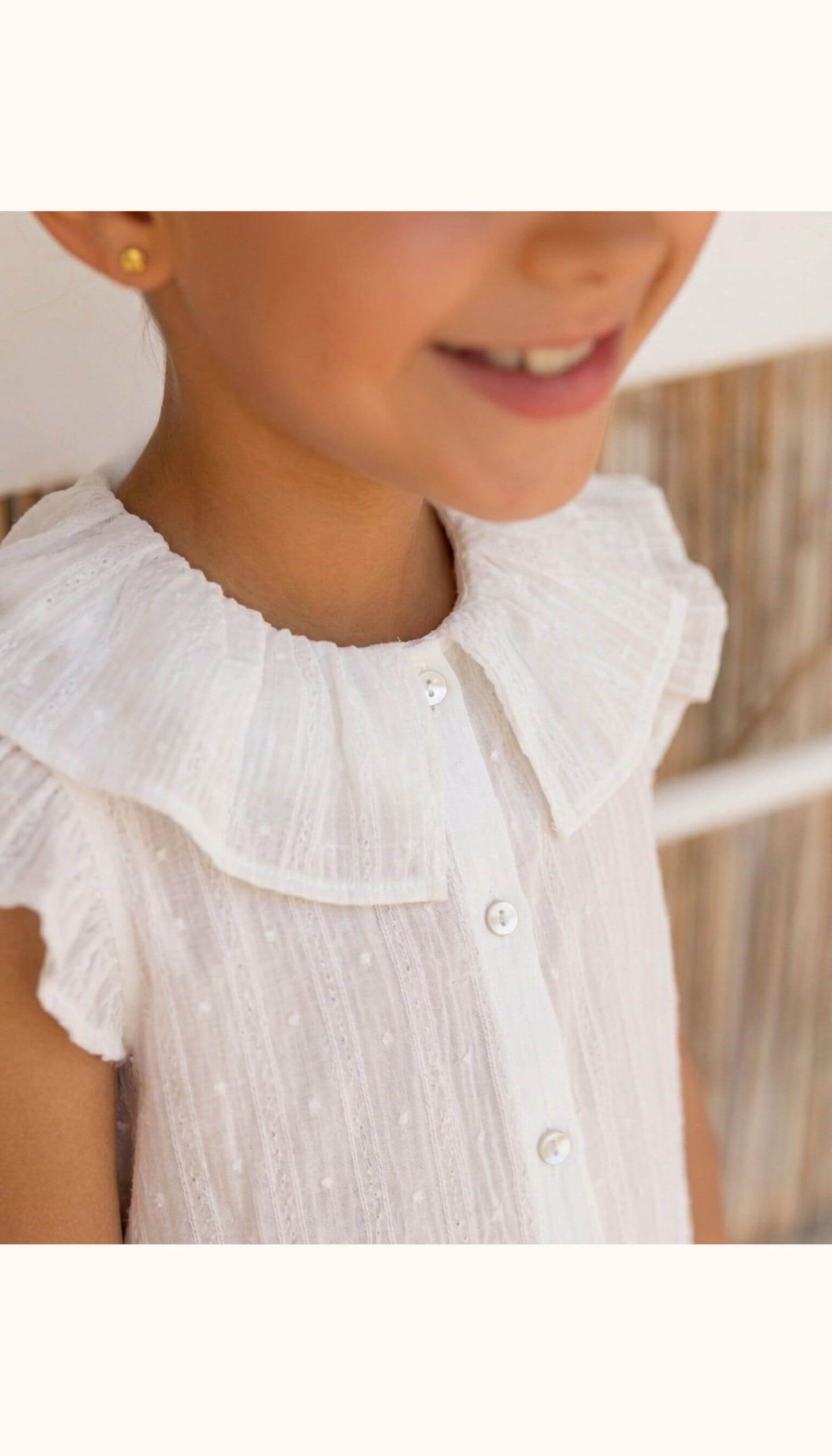 Blusa sin mangas niña plumeti guirnalda blanco