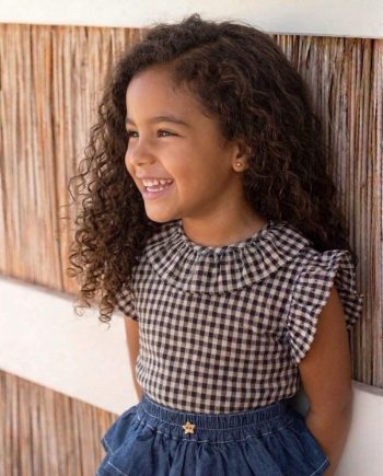 Blusa sin mangas niña vichy negro