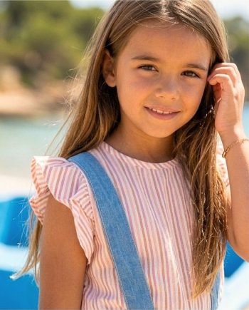 Blusa sin mangas de niña para verano en tejido de rayas Verona