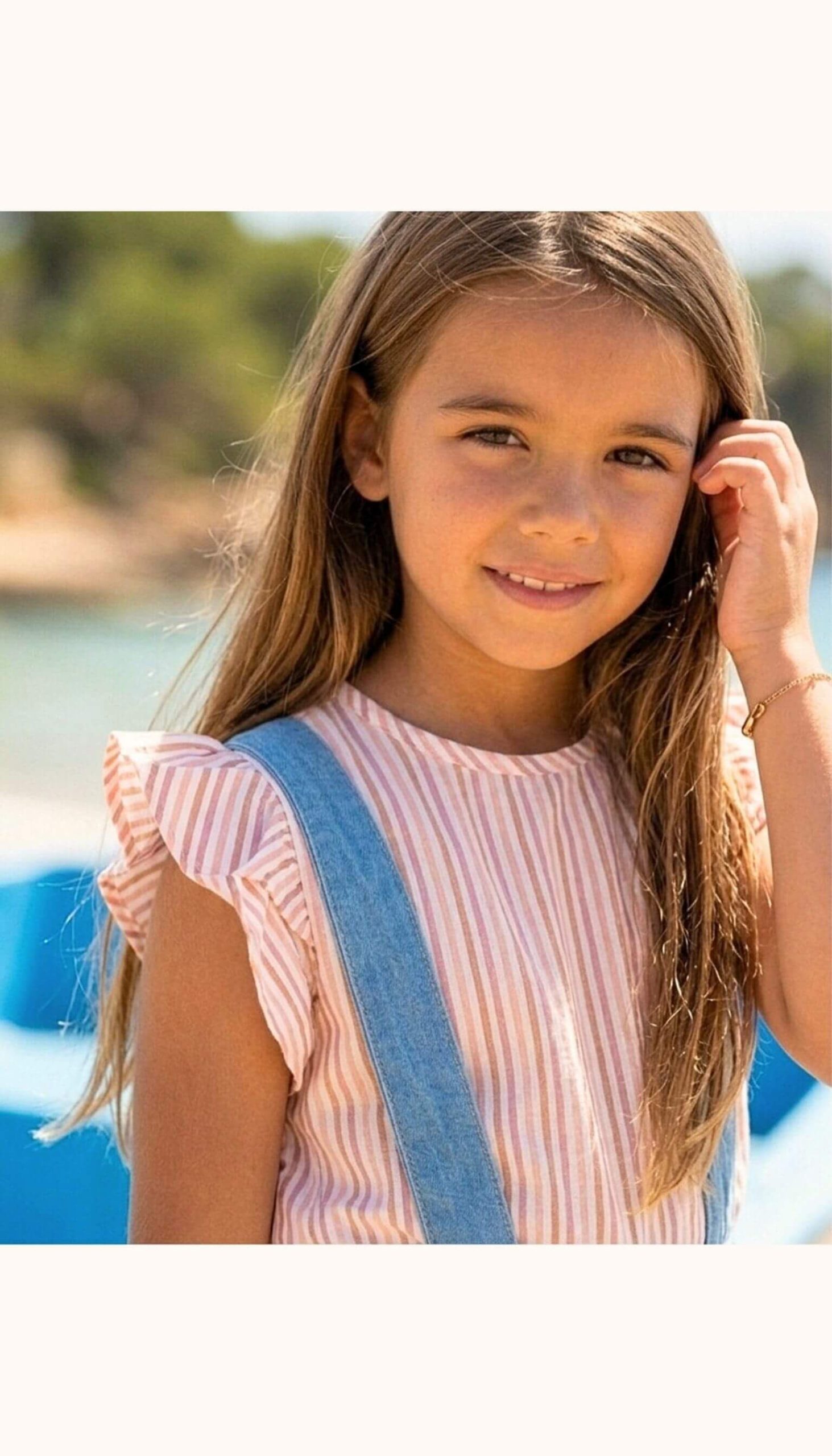 Blusa sin mangas de niña para verano en tejido de rayas Verona