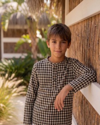 Camisa niño manga larga vichy negro