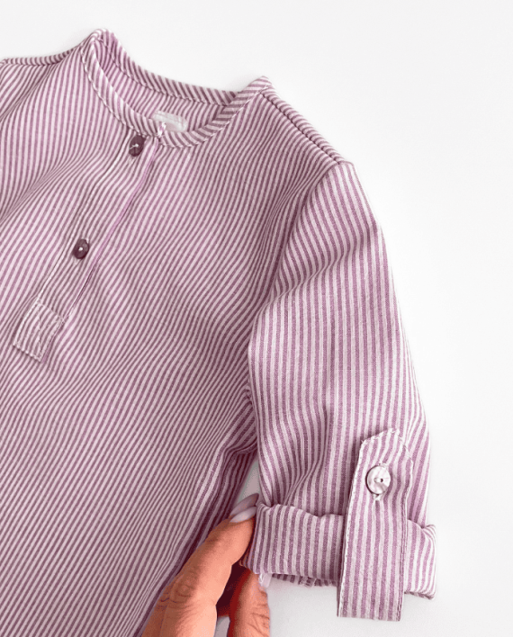Camisa niño rayas berenjena - Imagen 3