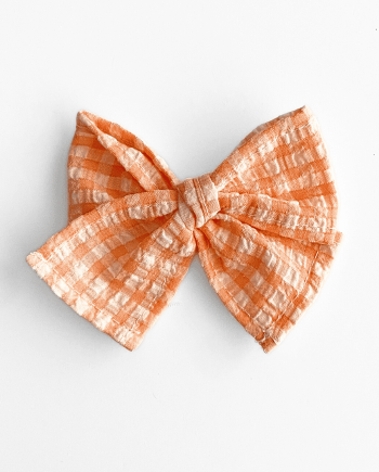 Pinza lazada con clip vichy mandarina