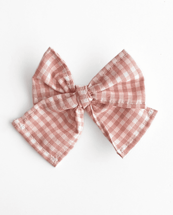 Pinza lazada con clip vichy rosa empolvado